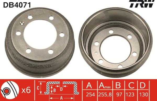 TRW DB4071 - Тормозной барабан autosila-amz.com