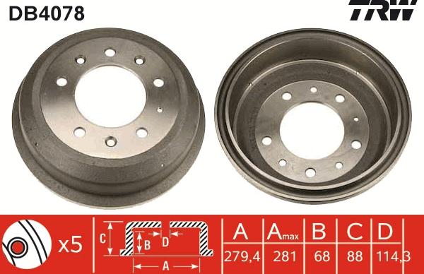 TRW DB4078 - Тормозной барабан autosila-amz.com