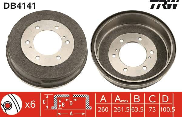 TRW DB4141 - Тормозной барабан autosila-amz.com