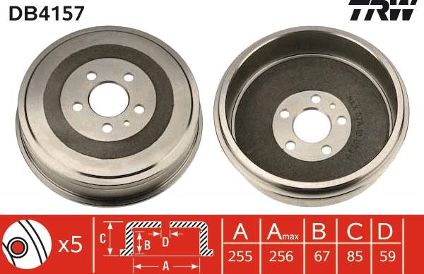 TRW DB4157 - Тормозной барабан autosila-amz.com