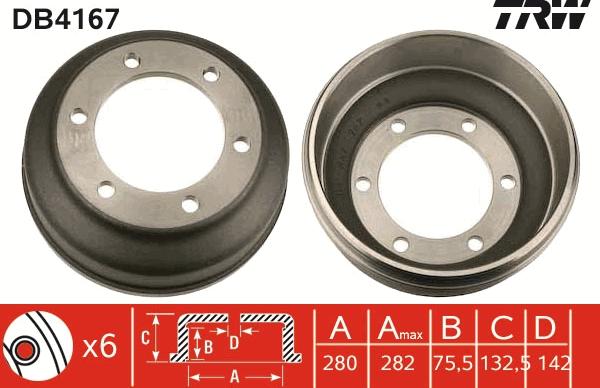 TRW DB4167 - Тормозной барабан autosila-amz.com