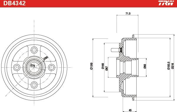 TRW DB4342 - Тормозной барабан autosila-amz.com