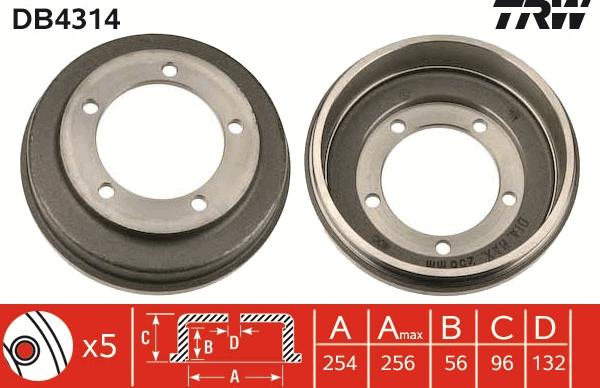 TRW DB4314 - Тормозной барабан autosila-amz.com