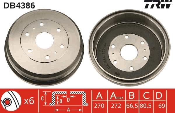 TRW DB4386 - Тормозной барабан autosila-amz.com