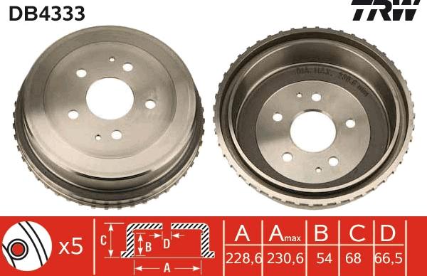 TRW DB4333 - Тормозной барабан autosila-amz.com