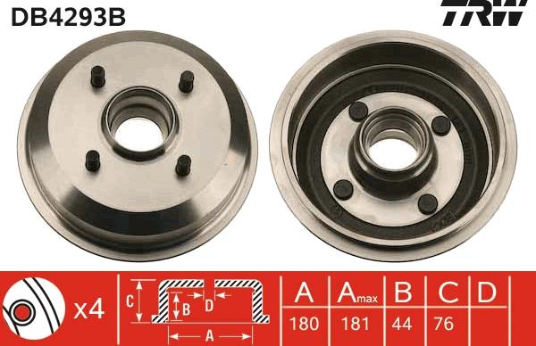 TRW DB4293B - Тормозной барабан autosila-amz.com