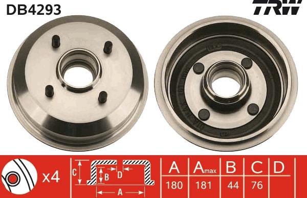 TRW DB4293 - Тормозной барабан autosila-amz.com