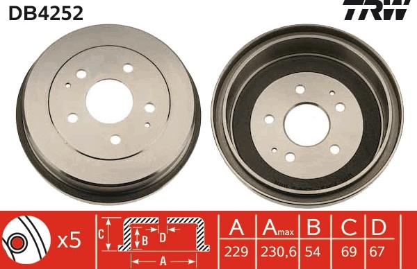 TRW DB4252 - Тормозной барабан autosila-amz.com