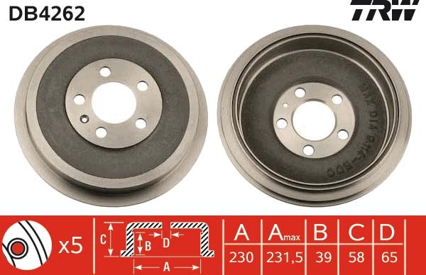 TRW DB4262 - Тормозной барабан autosila-amz.com