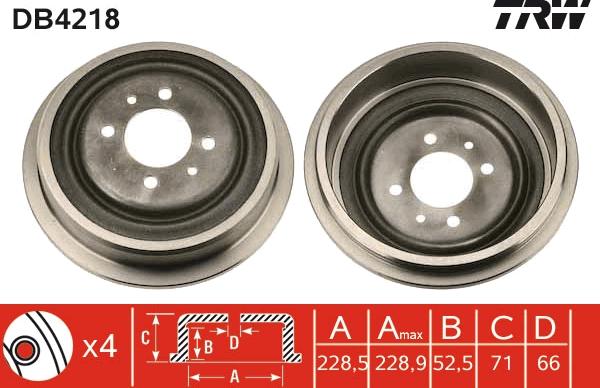 TRW DB4218 - Тормозной барабан autosila-amz.com