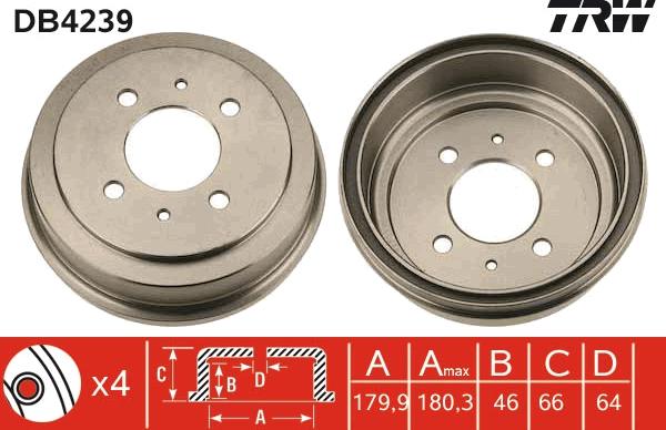 TRW DB4239 - Тормозной барабан autosila-amz.com