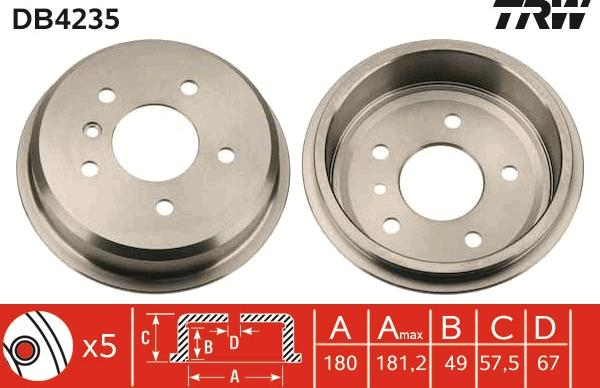 TRW DB4235 - Тормозной барабан autosila-amz.com