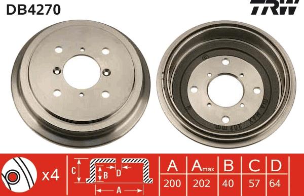 TRW DB4270 - Тормозной барабан autosila-amz.com