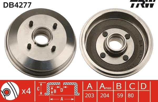 TRW DB4277 - Тормозной барабан autosila-amz.com