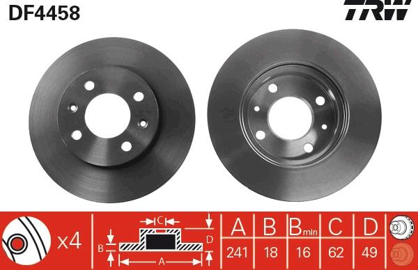 TRW DF4458 - Тормозной диск autosila-amz.com