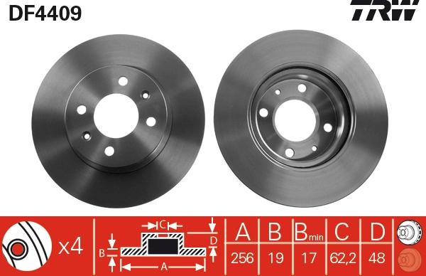 TRW DF4409 - Тормозной диск autosila-amz.com