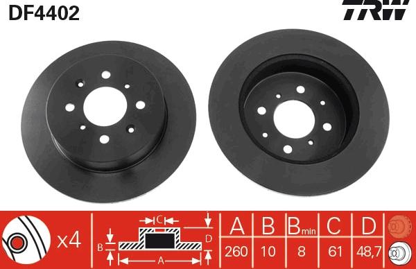 TRW DF4402 - Тормозной диск autosila-amz.com