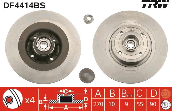 TRW DF4414BS - Тормозной диск autosila-amz.com