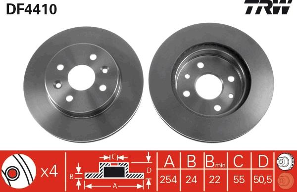 TRW DF4410 - Тормозной диск autosila-amz.com