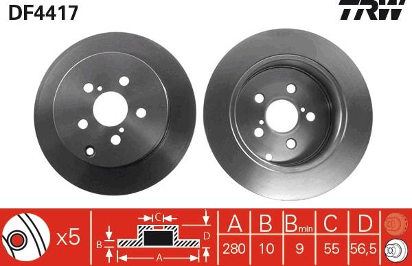 TRW DF4417 - Тормозной диск autosila-amz.com