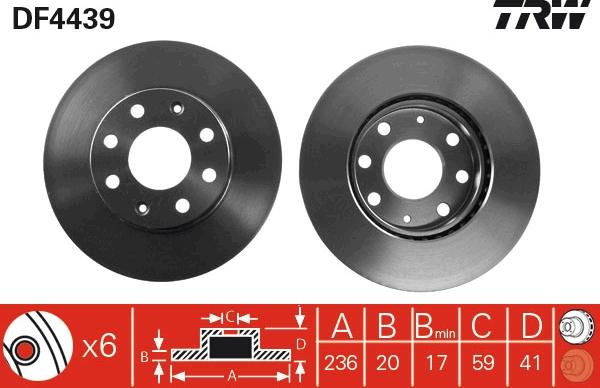 TRW DF4439 - Диски тормозные передние (в коробке 2шт., цена за 1шт.) autosila-amz.com