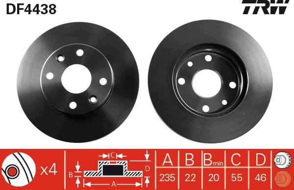TRW DF4438 - Тормозной диск autosila-amz.com