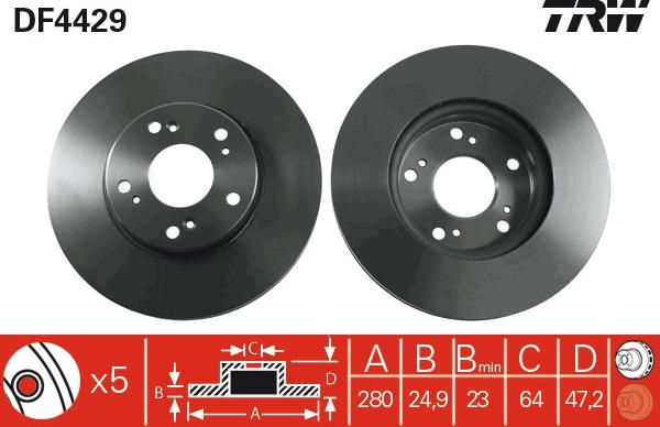 TRW DF4429 - Тормозной диск autosila-amz.com