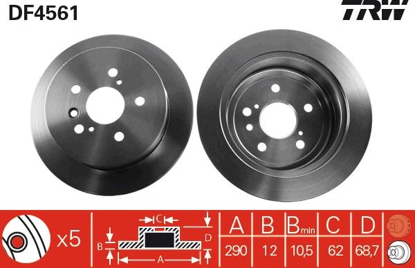 TRW DF4561 - Тормозной диск autosila-amz.com