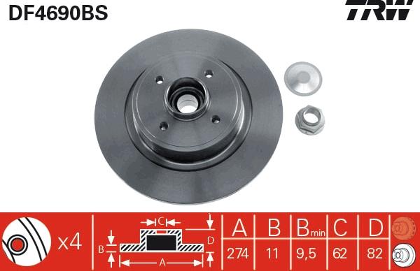 TRW DF4690BS - Тормозной диск autosila-amz.com