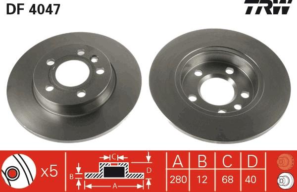 TRW DF4047 - Тормозной диск autosila-amz.com