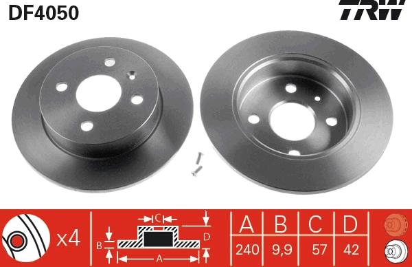 TRW DF4050 - Тормозной диск autosila-amz.com