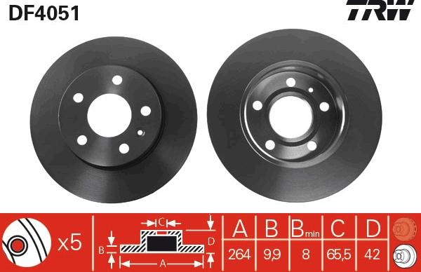 TRW DF4051 - Тормозной диск autosila-amz.com