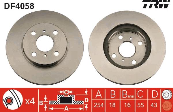 TRW DF4058 - Тормозной диск autosila-amz.com