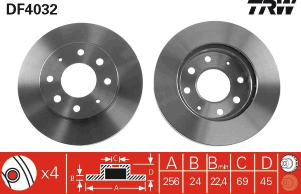 TRW DF4032 - Тормозной диск autosila-amz.com
