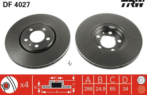 TRW DF4027 - Тормозной диск autosila-amz.com