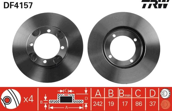 TRW DF4157 - Тормозной диск autosila-amz.com