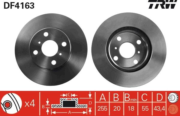 TRW DF4163 - Тормозной диск autosila-amz.com