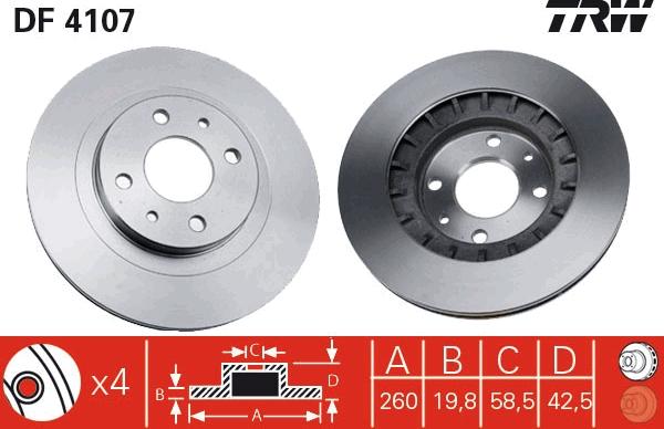TRW DF4107 - Тормозной диск autosila-amz.com