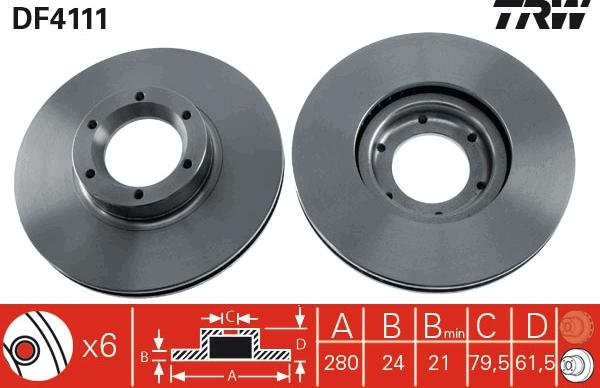 TRW DF4111 - Тормозной диск autosila-amz.com
