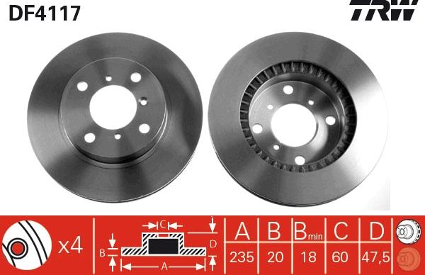 TRW DF4117 - Тормозной диск autosila-amz.com