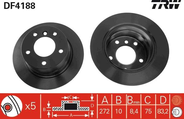 TRW DF4188 - Тормозной диск autosila-amz.com