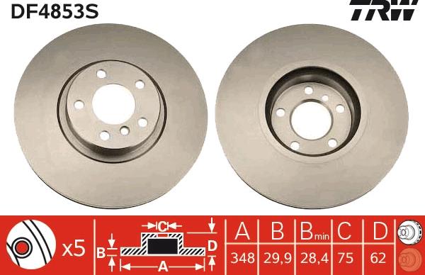 TRW DF4853S - Тормозной диск autosila-amz.com