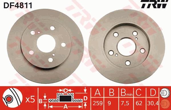 TRW DF4811 - Тормозной диск autosila-amz.com