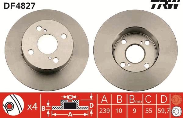 TRW DF4827 - Тормозной диск autosila-amz.com