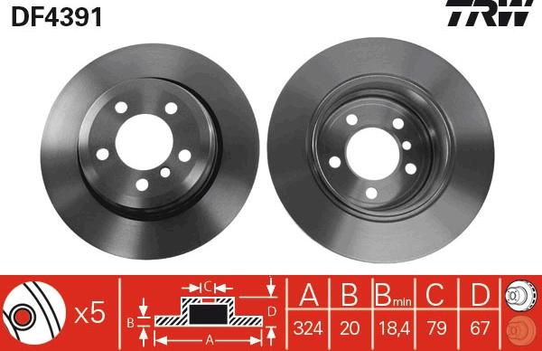 TRW DF4391 - Тормозной диск autosila-amz.com