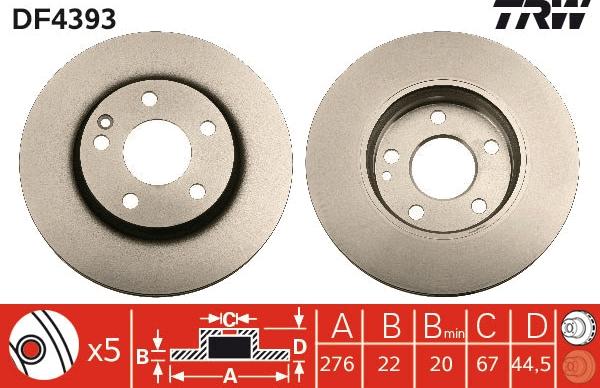 TRW DF4393 - Тормозной диск autosila-amz.com
