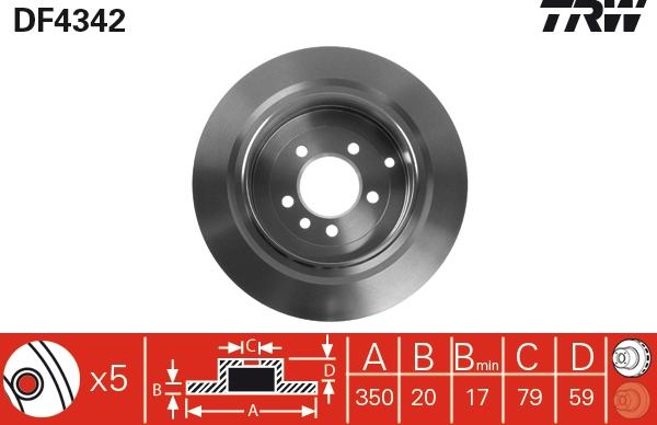 TRW DF4342 - Тормозной диск autosila-amz.com