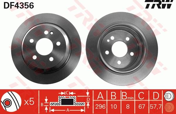 TRW DF4356 - Тормозной диск autosila-amz.com