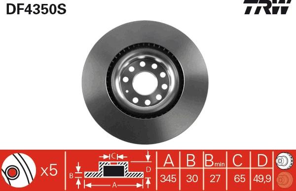 TRW DF4350S - Тормозной диск autosila-amz.com
