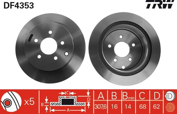 TRW DF4353 - Тормозной диск autosila-amz.com